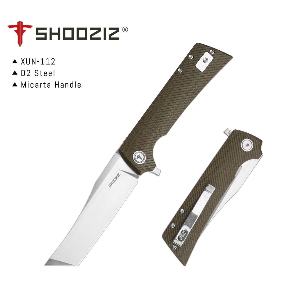 Edc Carry Clip - มีดพับ Shooziz XUN112 EDC พร้อมคลิป, ใบมีด