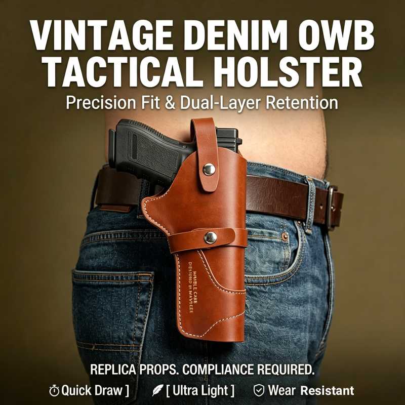 Edc Carry Belt Leather - ซองปืนหนังวินเทจแบบ OWB สำหรับคาดเอวภายนอก ดีไซน์แบบล็อคสองชั้น พกพาสะดวก ทำจากหนังวัวแท้
