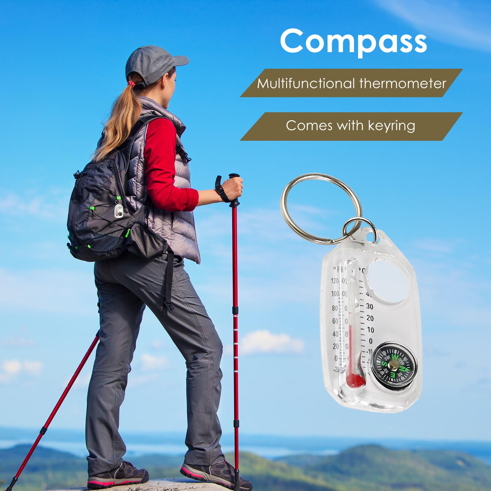 Compass Keychain Mini - พวงกุญแจมัลติฟังก์ชั่นขนาดเล็ก พร้อมเข็มทิศ วัดอุณหภูมิ สำหรับตั้งแคมป์ ปีนเขา วัดอุณหภูมิกลางแจ้ง
