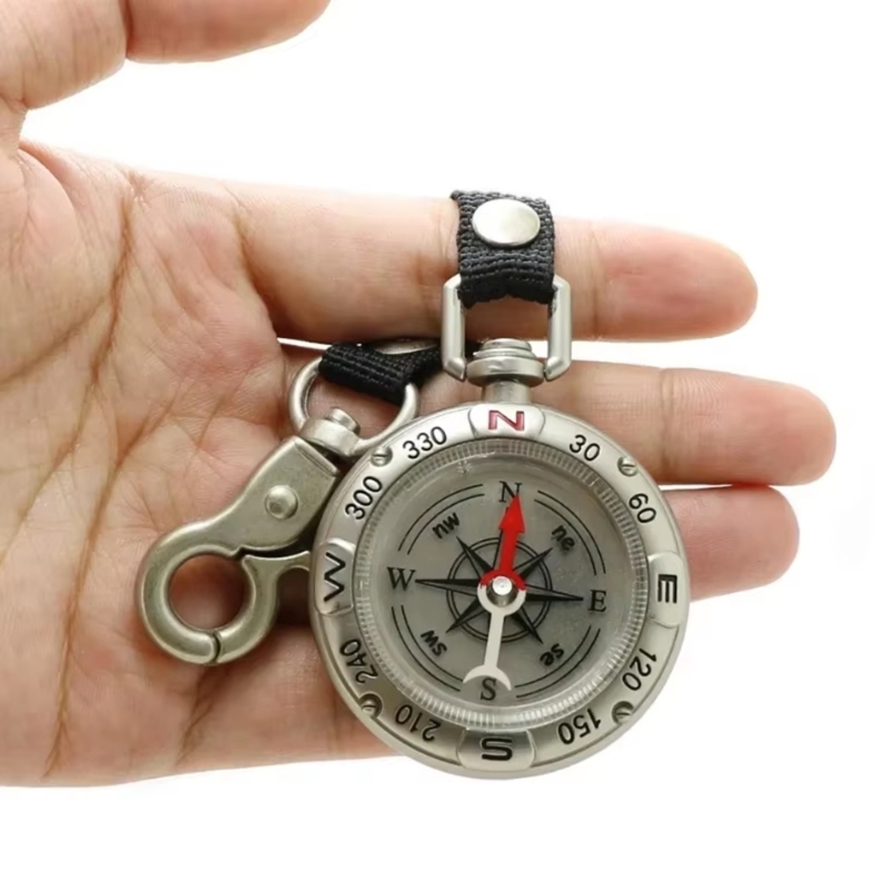 Compass Keychain Mini - เข็มทิศขนาดเล็กพร้อมสายคล้องพวงกุญแจ, เข็มทิศมืออาชีพอเนกประสงค์, อุปกรณ์เสริมสำหรับการเดินทางเพื่อเอาชีวิตรอด, อุปกรณ์กลางแจ้ง