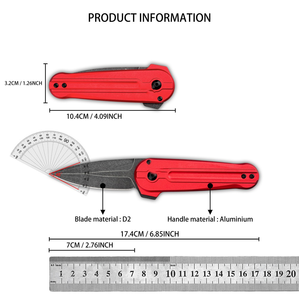 มีดพับด้ามแดง ใบมีด D2 พกพาสะด - Edc Carry For Men บทวิจารณ์และราคา